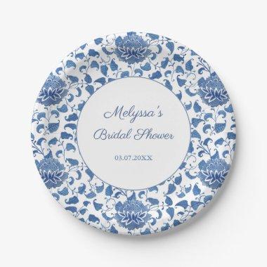 Something Blue Chinoiserie Print Wedding Shower Paper Plates