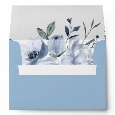 Something Blue Dusty Blue Flowers  Envelope
