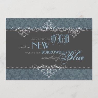 Something Blue Elegant Bridal Shower Invitations