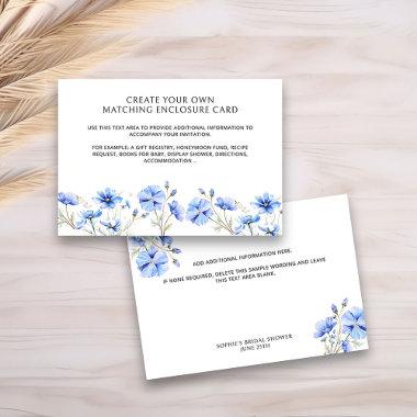 Something Blue Floral Bridal Shower Blank Enclosure Invitations