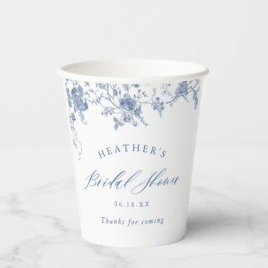 Something Blue Floral Bridal Shower Paper Cups