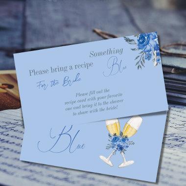 Something Blue Floral Bridal Shower Recipe Enclosure Invitations