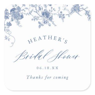 Something Blue Floral Bridal Shower Square Sticker