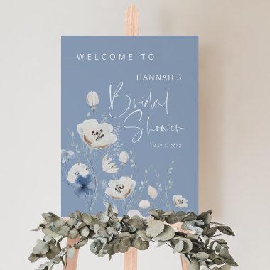 Something Blue Floral Bridal Shower Welcome Sign