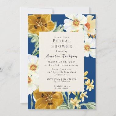 Something blue floral chinoiserie Bridal shower Invitations