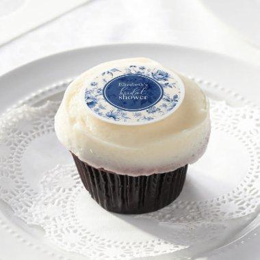 Something Blue Floral French Toile  Edible Frosting Rounds