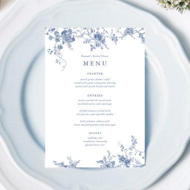 Something Blue Floral Wedding Table Menu Invitations