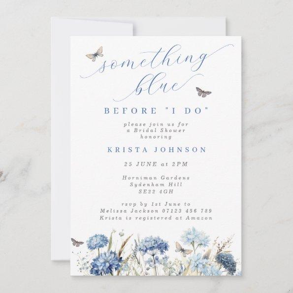 Something Blue Flowers & Butterflies Bridal Shower Invitations