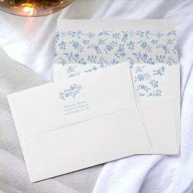 Something blue french vintage floral bridal shower envelope