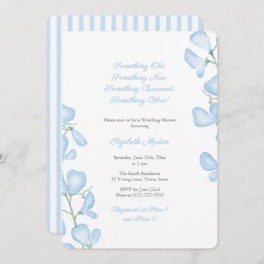 Something Blue Summer Floral Bridal Shower Party Invitations