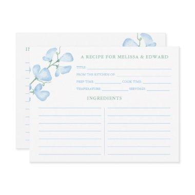 Something Blue Sweet Pea Bridal Shower Recipe Invitations