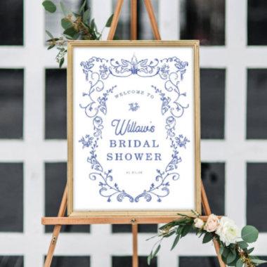 Something Blue Victorian Bridal Shower Welcome Poster