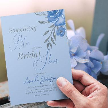 Something Blue Watercolor Floral Bridal Shower Invitations