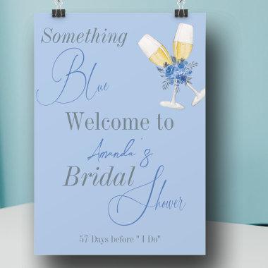 Something Blue Watercolor Floral Bridal Shower Poster