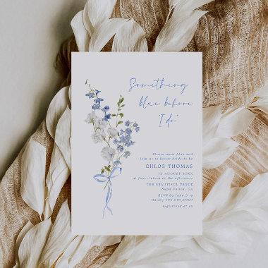 Something Blue Wildflower Bouquet Bridal Shower Invitations