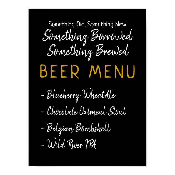 Something Borrowed, Something Brewed Beer Menu Poster