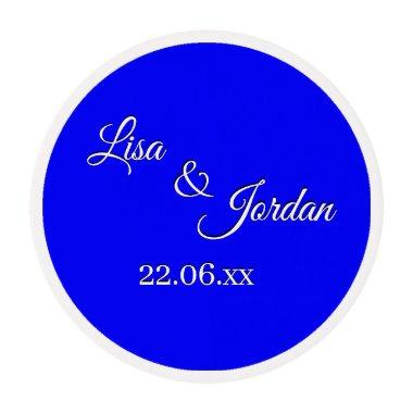 Something Bright and Blue Wedding Date Edible Frosting Rounds
