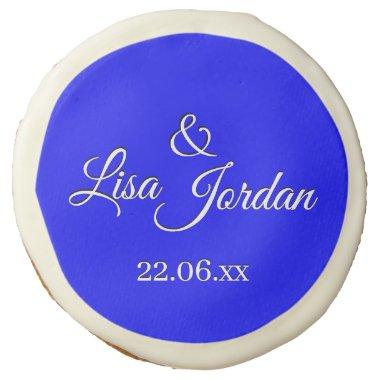 Something Bright and Blue Wedding Date Sugar Cookie