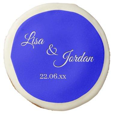 Something Bright and Blue Wedding Date Sugar Cookie
