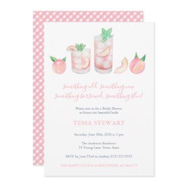 Something old, new, borrowed blue Peach Tea Shower Invitations