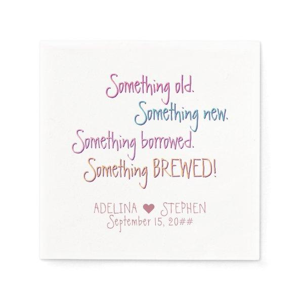Something Old New Borrowed Brewed Wedding Favor Napkins