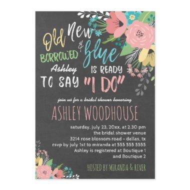 Something Old & New I Do Chalkboard Bridal Shower Invitations