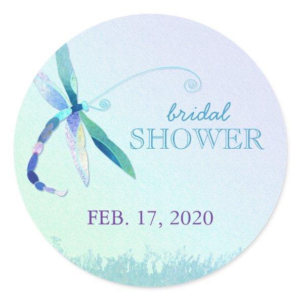Song of Blue Dragonfly Bridal Shower Classic Round Sticker