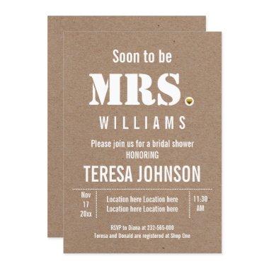Soon to be Mrs. kraft paper wedding