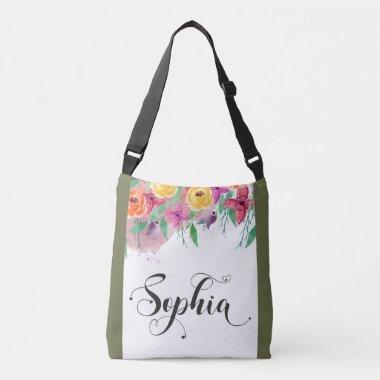 Sophia name sign Sophia floral Calligraphy Baby Crossbody Bag