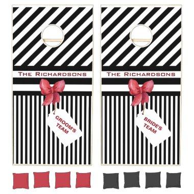 Sophisticated Elegant Black White Gift Tag Cornhole Set