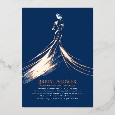 Sophisticated Navy Blue & Rose Gold  Foil