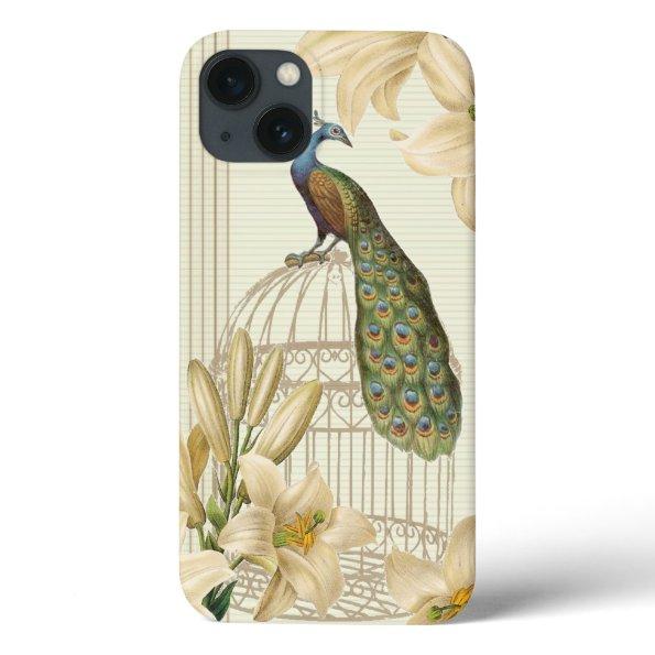 Sophisticated vintage Peacock birdCage Lily iPhone 13 Case