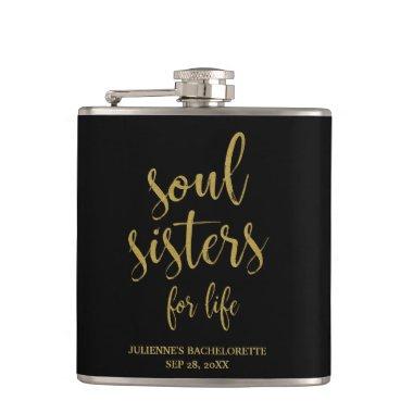 Soul Sisters for Life Glitter Bachelorette Hip Flask