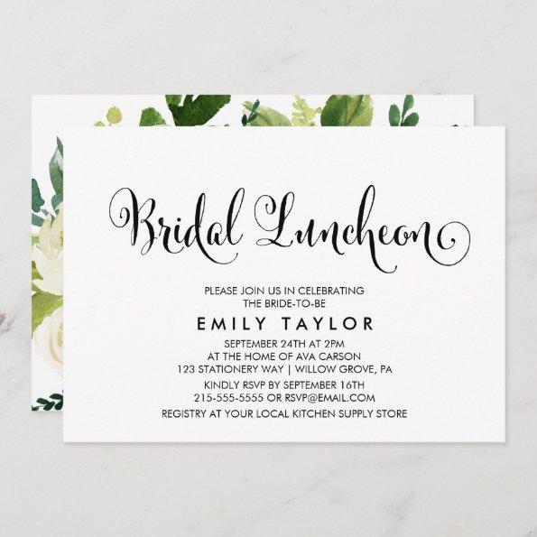 Southern Calligraphy | Floral Back Bridal Luncheon Invitations
