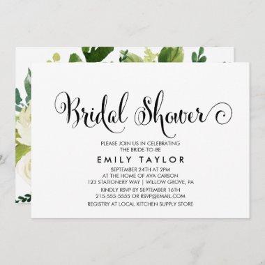 Southern Calligraphy | Floral Back Bridal Shower Invitations