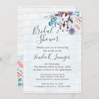 Southern Country Cotton Floral Bridal Shower Invitations