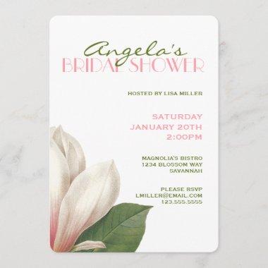 Southern Magnolia Bridal Shower | Pink White Green Invitations