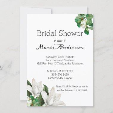 Southern Magnolia Flower Bridal Shower Invitations