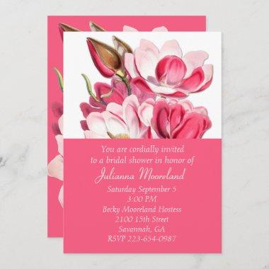 Southern Pink Magnolias Bridal Shower Invitations