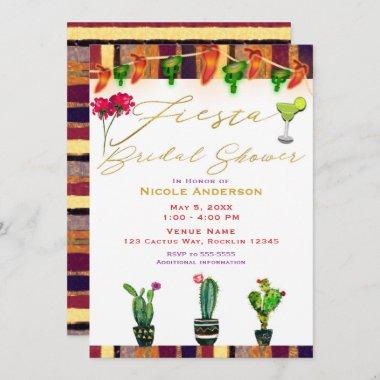 Southwest Cactus Modern Fiesta Bridal Shower Party Invitations
