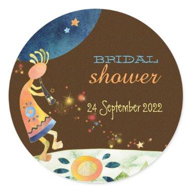 Southwest Kokopelli Fall Bridal Shower Classic Round Sticker