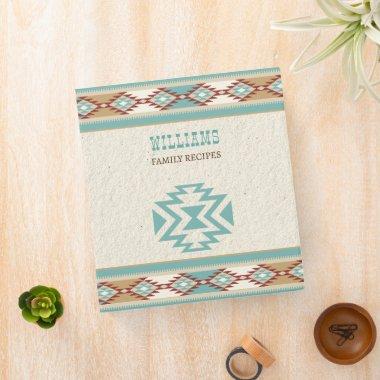 Southwestern boho tribal folk patterns recipe 3 ring binder