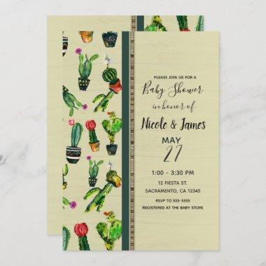 Southwestern Cactus Plant Natural Baby Shower Invitations