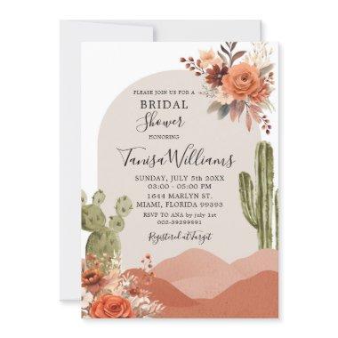 Southwestern Desert Cactus Floral Bridal Shower Invitations