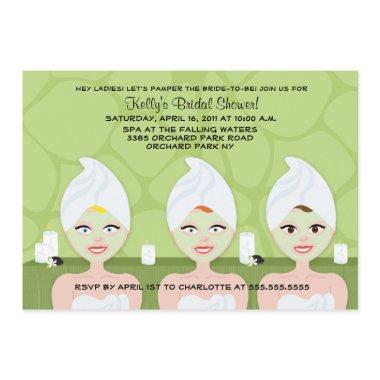 SPA BRIDAL SHOWER Invitations Green Giraffe Print