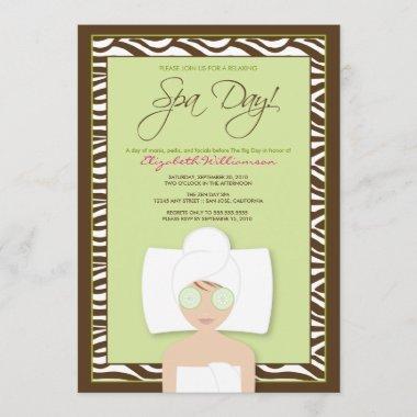 Spa Day Bridal Shower Invitations (green)