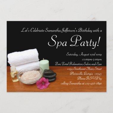 Spa Party Invitations, Salon Scene Black/Color Invitation