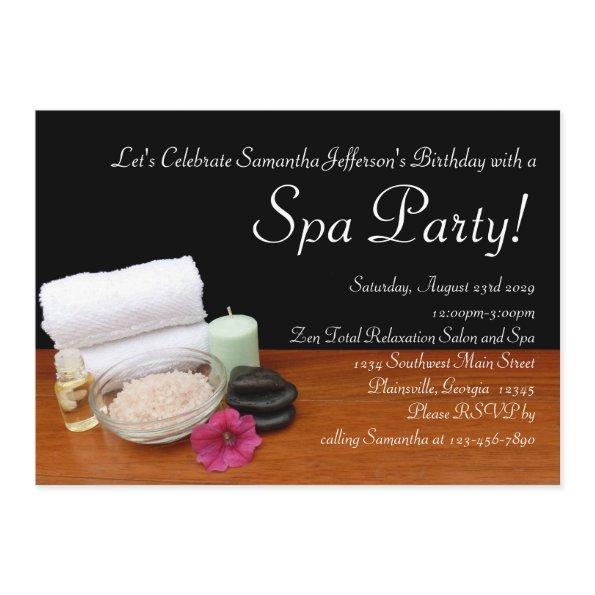 Spa Party , Salon Scene Black/Color Invitation