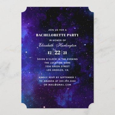 Space bachelorette party. Night stars wedding Invitations