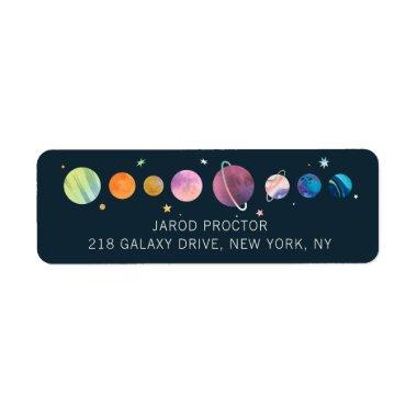 Space Planets Stars Moon Galaxy Return Address Label